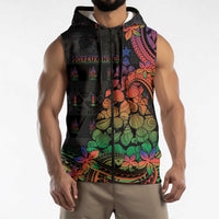 New Caledonia Christmas Sleeveless Zip Hoodie Seashell Xmas Tree Tribal Waves DT05 - Polynesian Pride