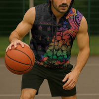 New Caledonia Christmas Sleeveless Zip Hoodie Seashell Xmas Tree Tribal Waves DT05 - Polynesian Pride