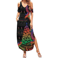 New Caledonia Christmas Summer Maxi Dress Seashell Xmas Tree Tribal Waves - Polynesian Pride