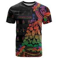 New Caledonia Christmas T Shirt Seashell Xmas Tree Tribal Waves DT05 Black - Polynesian Pride