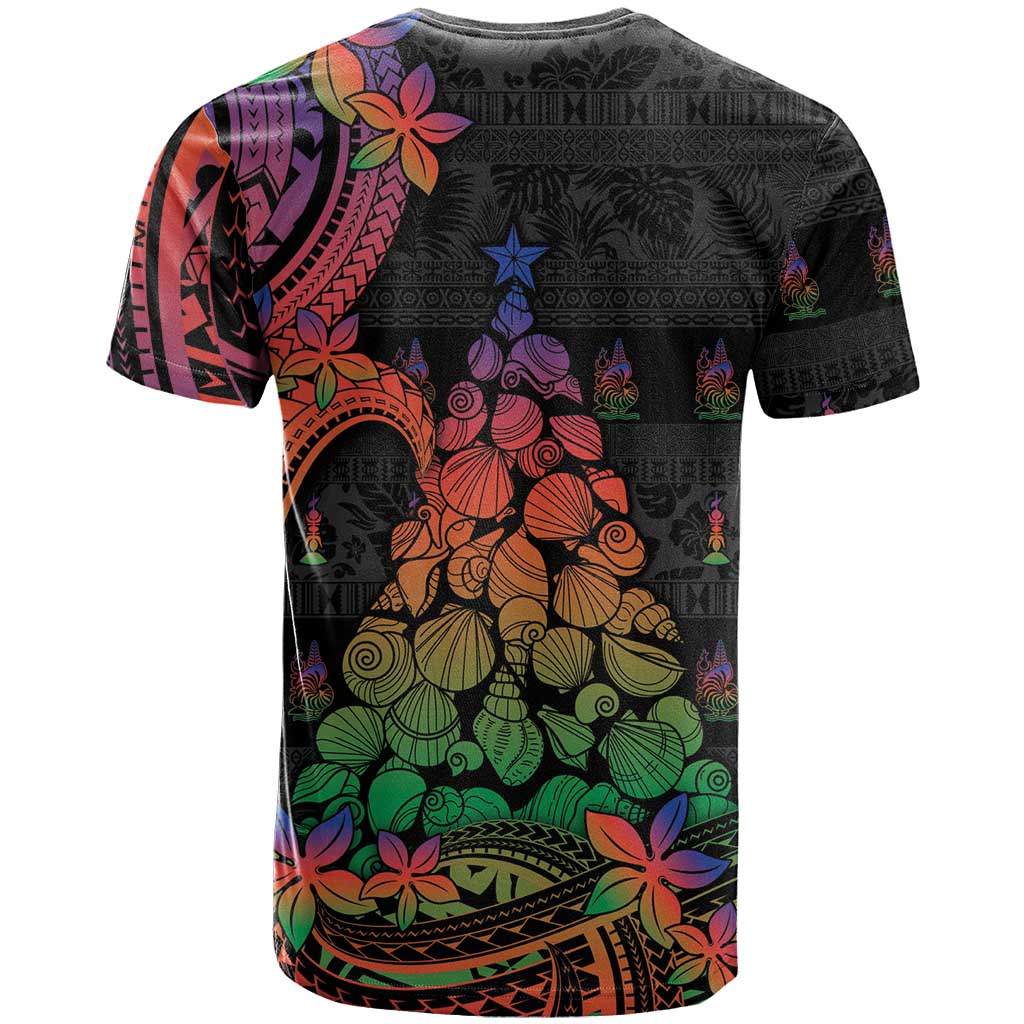 New Caledonia Christmas T Shirt Seashell Xmas Tree Tribal Waves DT05 - Polynesian Pride