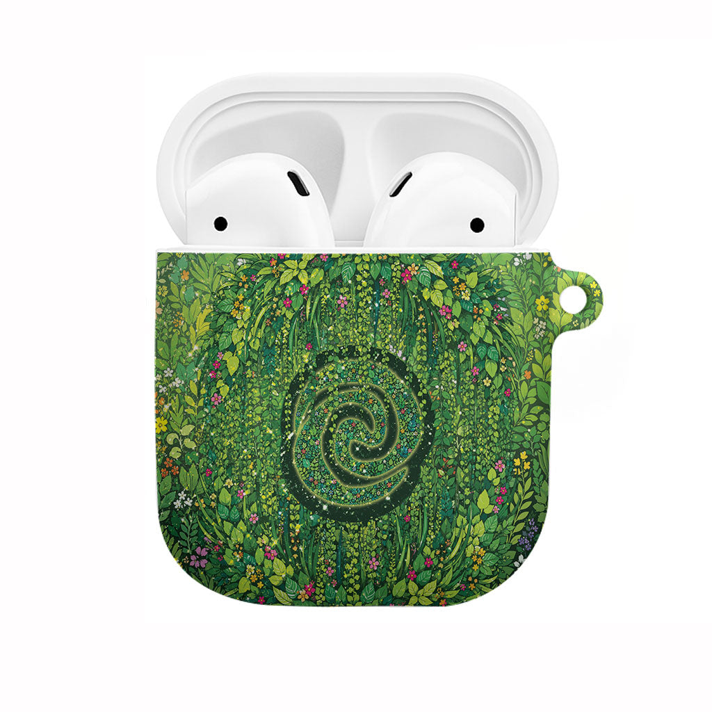 Polynesia Mother Nature AirPods Case Glowing Heart Spiral Tropical Vine Floral