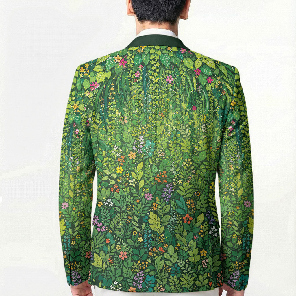 Polynesia Mother Nature Blazer Glowing Heart Spiral Tropical Vine Floral