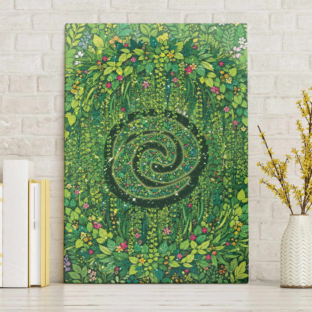 Polynesia Mother Nature Canvas Wall Art Glowing Heart Spiral Tropical Vine Floral