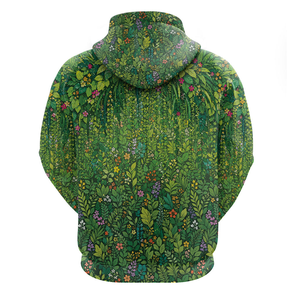 Polynesia Mother Nature Hoodie Glowing Heart Spiral Tropical Vine Floral