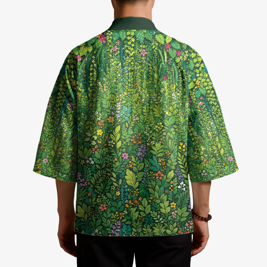 Polynesia Mother Nature Kimono Glowing Heart Spiral Tropical Vine Floral