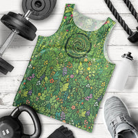 Polynesia Mother Nature Men Tank Top Glowing Heart Spiral Tropical Vine Floral