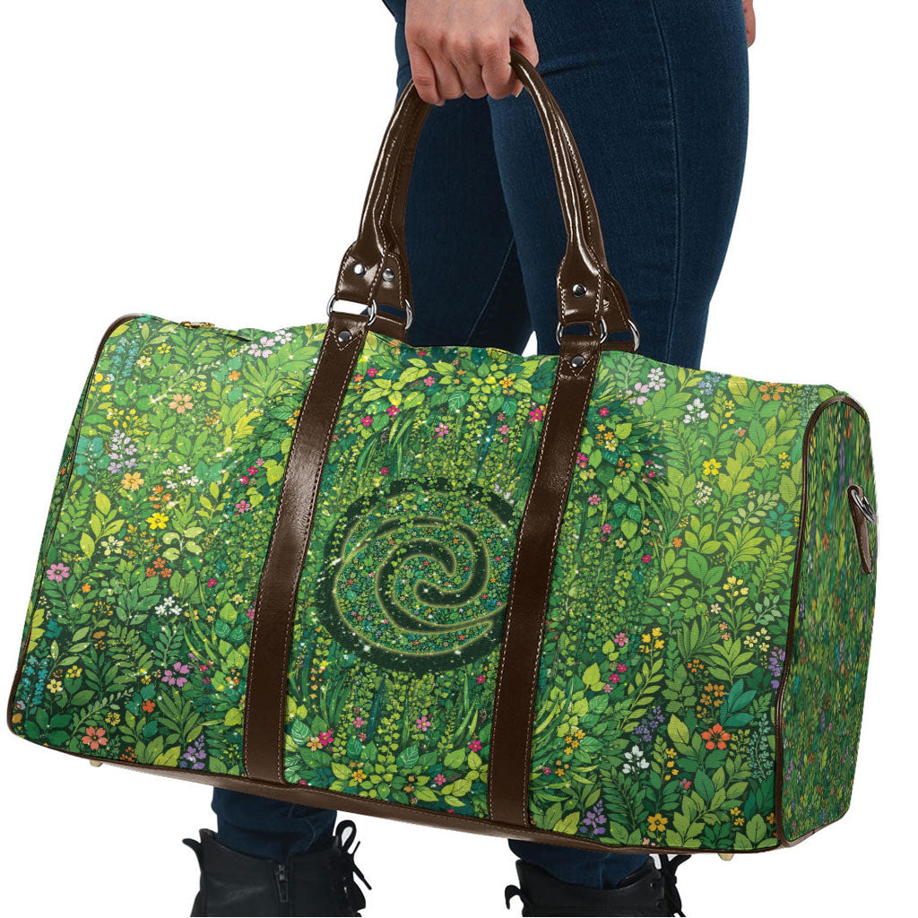 Polynesia Mother Nature Travel Bag Glowing Heart Spiral Tropical Vine Floral