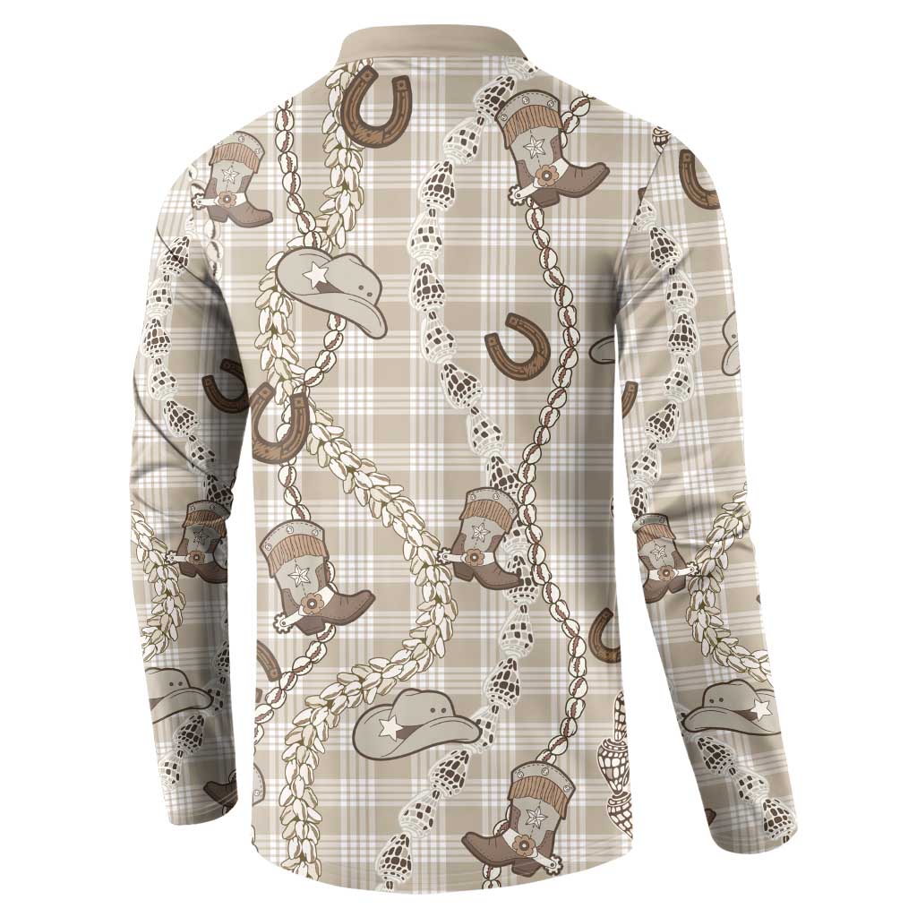 Hawaii Palaka Cowboy Button Sweatshirt Shell Maile Lei With Western Patterns - Polynesian Pride