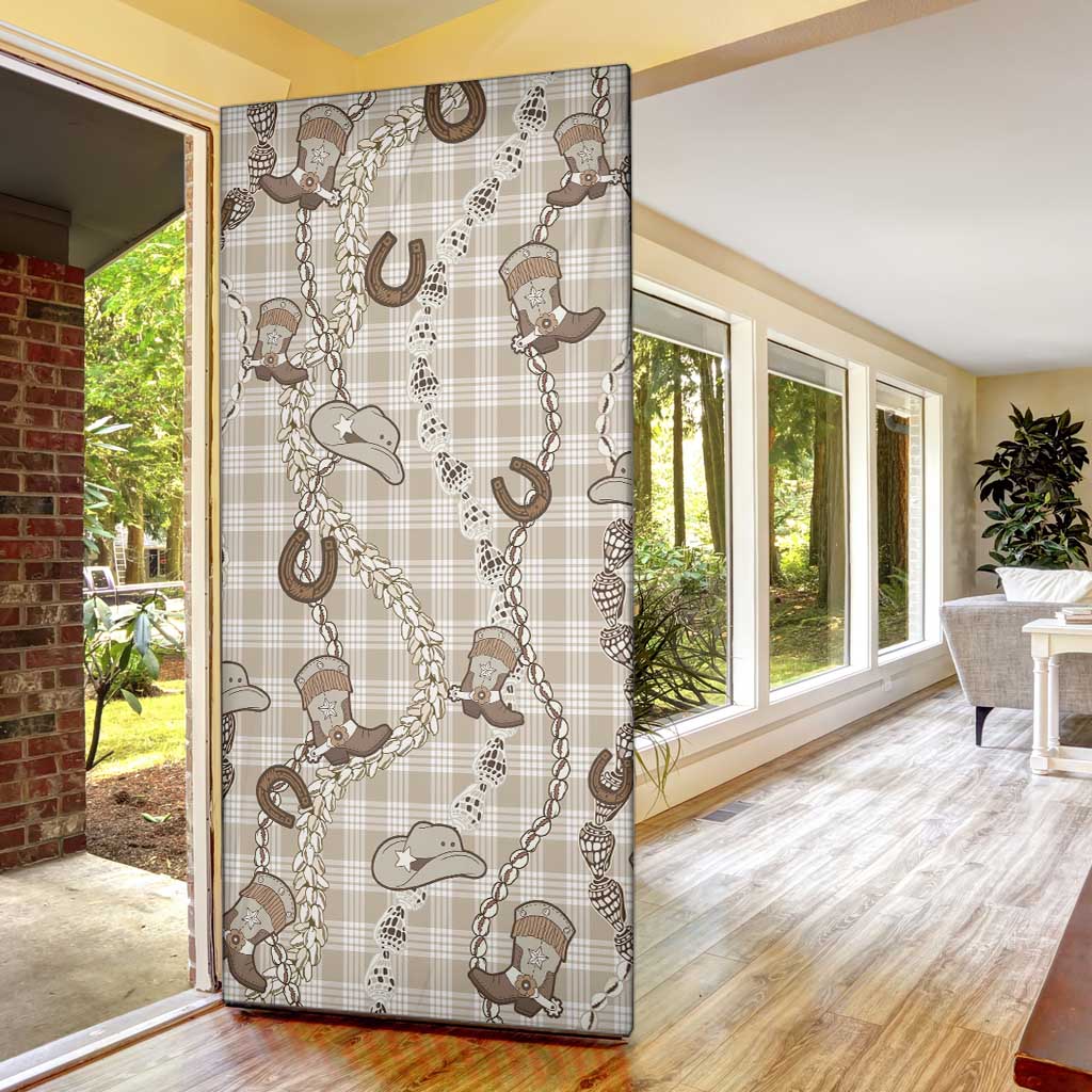 Hawaii Palaka Cowboy Door Cover Shell Maile Lei With Western Patterns - Polynesian Pride