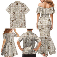 Hawaii Palaka Cowboy Family Matching Mermaid Dress and Hawaiian Shirt Shell Maile Lei With Western Patterns DT05 - Polynesian Pride