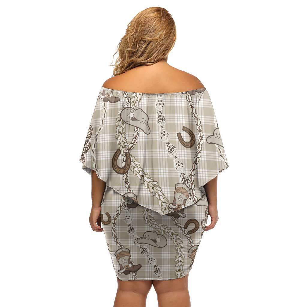 Hawaii Palaka Cowboy Family Matching Off Shoulder Short Dress and Hawaiian Shirt Shell Maile Lei With Western Patterns DT05 - Polynesian Pride