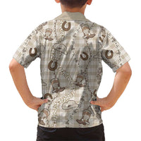 Hawaii Palaka Cowboy Family Matching Short Sleeve Bodycon Dress and Hawaiian Shirt Shell Maile Lei With Western Patterns DT05 - Polynesian Pride