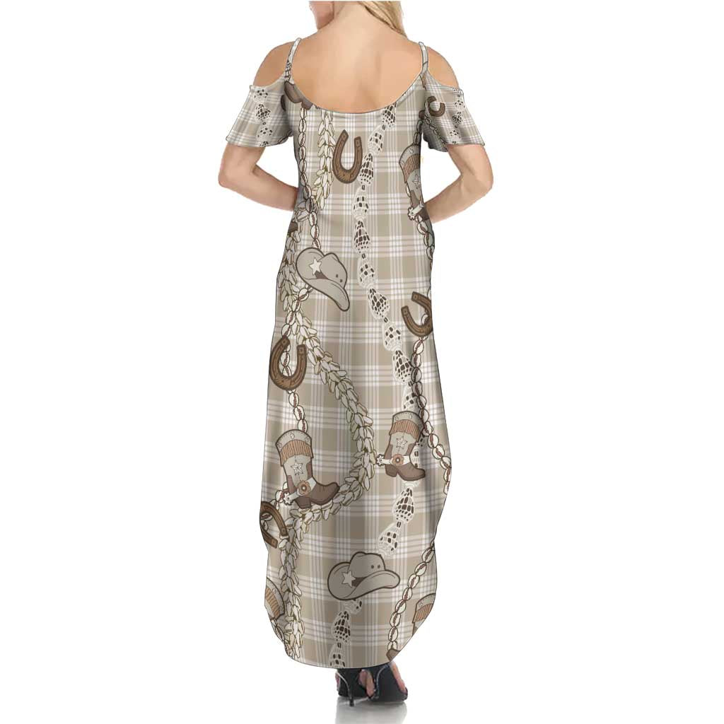Hawaii Palaka Cowboy Family Matching Summer Maxi Dress and Hawaiian Shirt Shell Maile Lei With Western Patterns DT05 - Polynesian Pride