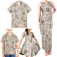 Hawaii Palaka Cowboy Family Matching Tank Maxi Dress and Hawaiian Shirt Shell Maile Lei With Western Patterns DT05 - Polynesian Pride