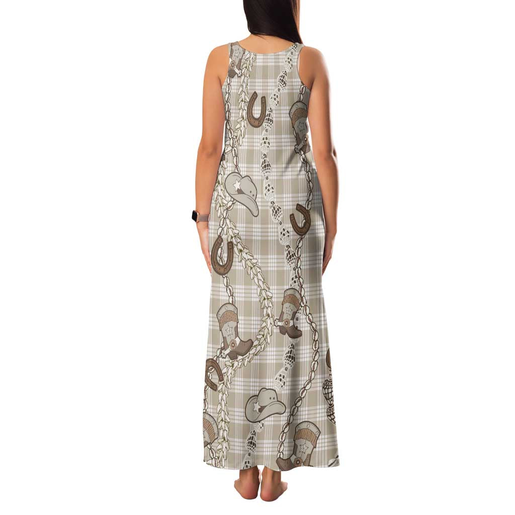 Hawaii Palaka Cowboy Family Matching Tank Maxi Dress and Hawaiian Shirt Shell Maile Lei With Western Patterns DT05 - Polynesian Pride