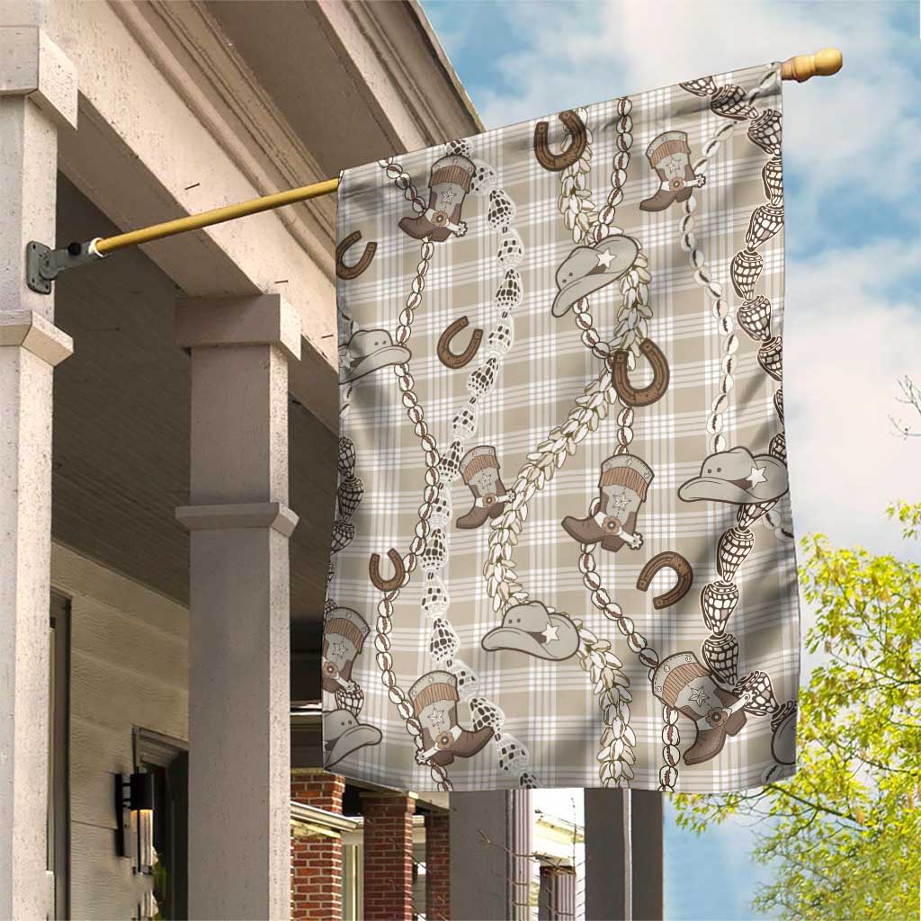 Hawaii Palaka Cowboy Garden Flag Shell Maile Lei With Western Patterns - Polynesian Pride