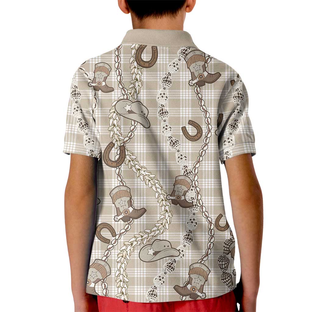 Hawaii Palaka Cowboy Kid Polo Shirt Shell Maile Lei With Western Patterns - Polynesian Pride