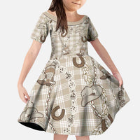 Hawaii Palaka Cowboy Kid Short Sleeve Dress Shell Maile Lei With Western Patterns - Polynesian Pride