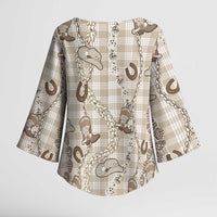 Hawaii Palaka Cowboy Kimono Sleeve Blouse Shell Maile Lei With Western Patterns DT05 - Polynesian Pride