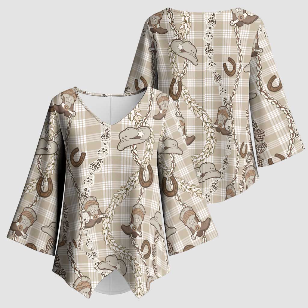 Hawaii Palaka Cowboy Kimono Sleeve Blouse Shell Maile Lei With Western Patterns DT05 - Polynesian Pride