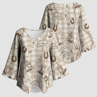 Hawaii Palaka Cowboy Kimono Sleeve Blouse Shell Maile Lei With Western Patterns DT05 - Polynesian Pride