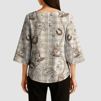 Hawaii Palaka Cowboy Kimono Sleeve Blouse Shell Maile Lei With Western Patterns DT05 - Polynesian Pride