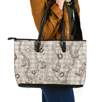 Hawaii Palaka Cowboy Leather Tote Bag Shell Maile Lei With Western Patterns - Polynesian Pride