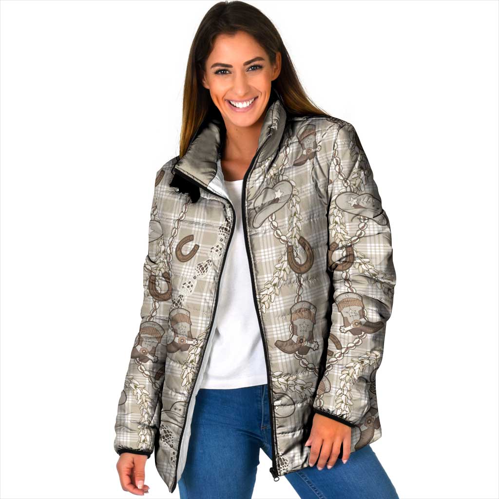 Hawaii Palaka Cowboy Padded Jacket Shell Maile Lei With Western Patterns - Polynesian Pride