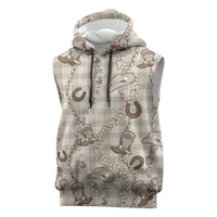 Hawaii Palaka Cowboy Sleeveless Hoodie Shell Maile Lei With Western Patterns DT05 Beige - Polynesian Pride