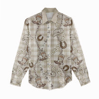 Hawaii Palaka Cowboy Women Casual Shirt Shell Maile Lei With Western Patterns - Polynesian Pride