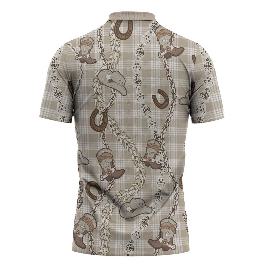 Hawaii Palaka Cowboy Zipper Polo Shirt Shell Maile Lei With Western Patterns DT05 - Polynesian Pride