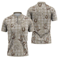 Hawaii Palaka Cowboy Zipper Polo Shirt Shell Maile Lei With Western Patterns DT05 - Polynesian Pride