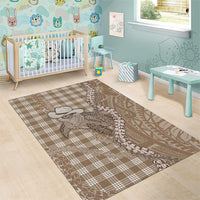 Beige Hawaii Palaka Cowboy Turtle Area Rug Hawaiian Paniolo Puakenikeni Maile Lei DT05 - Polynesian Pride