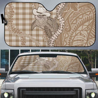 Beige Hawaii Palaka Cowboy Turtle Auto Sun Shade Hawaiian Paniolo Puakenikeni Maile Lei DT05 Beige - Polynesian Pride