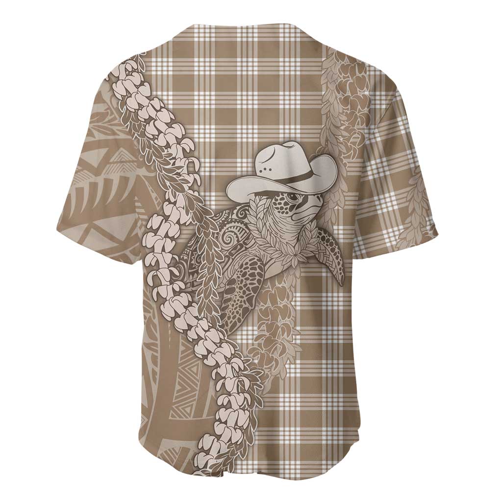 Beige Hawaii Palaka Cowboy Turtle Baseball Jersey Hawaiian Paniolo Puakenikeni Maile Lei DT05 - Polynesian Pride