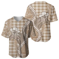 Beige Hawaii Palaka Cowboy Turtle Baseball Jersey Hawaiian Paniolo Puakenikeni Maile Lei DT05 - Polynesian Pride