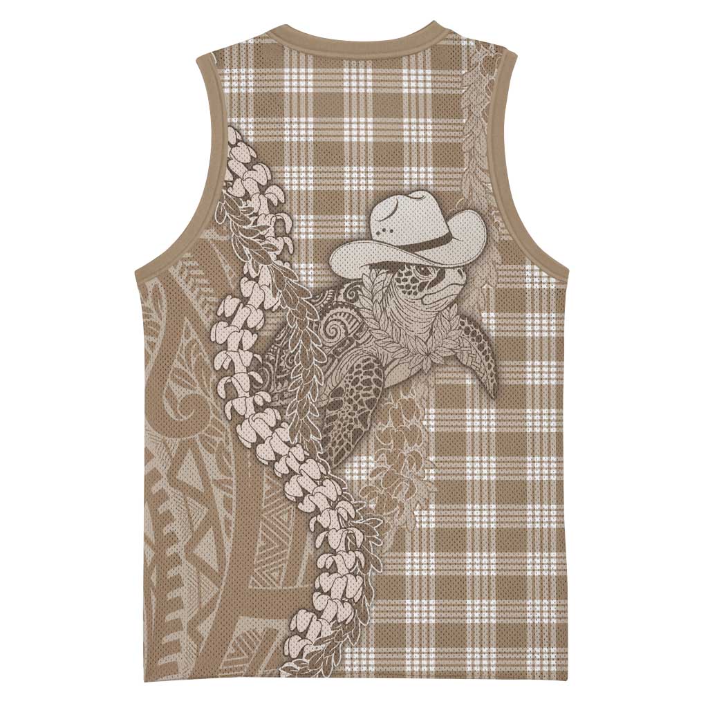 Beige Hawaii Palaka Cowboy Turtle Basketball Jersey Hawaiian Paniolo Puakenikeni Maile Lei DT05 - Polynesian Pride