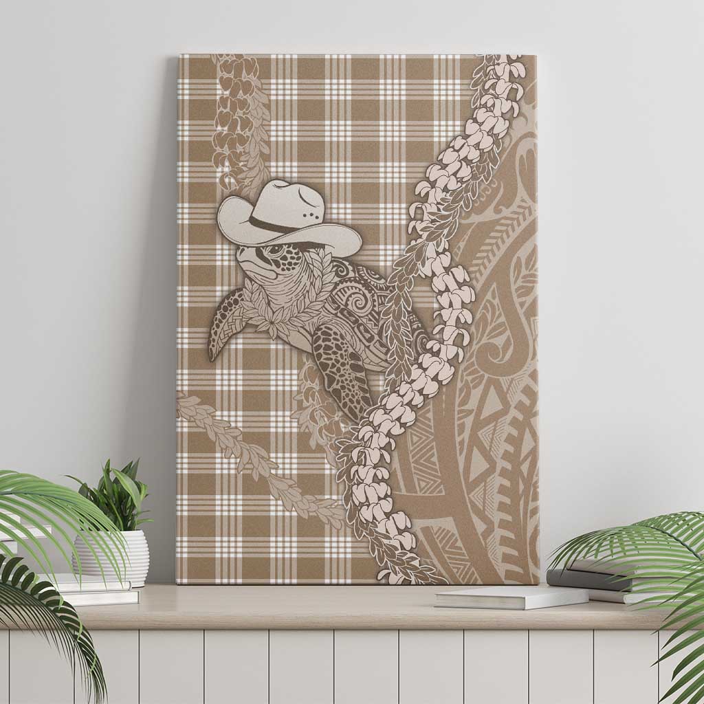 Beige Hawaii Palaka Cowboy Turtle Canvas Wall Art Hawaiian Paniolo Puakenikeni Maile Lei DT05 - Polynesian Pride