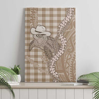 Beige Hawaii Palaka Cowboy Turtle Canvas Wall Art Hawaiian Paniolo Puakenikeni Maile Lei DT05 - Polynesian Pride