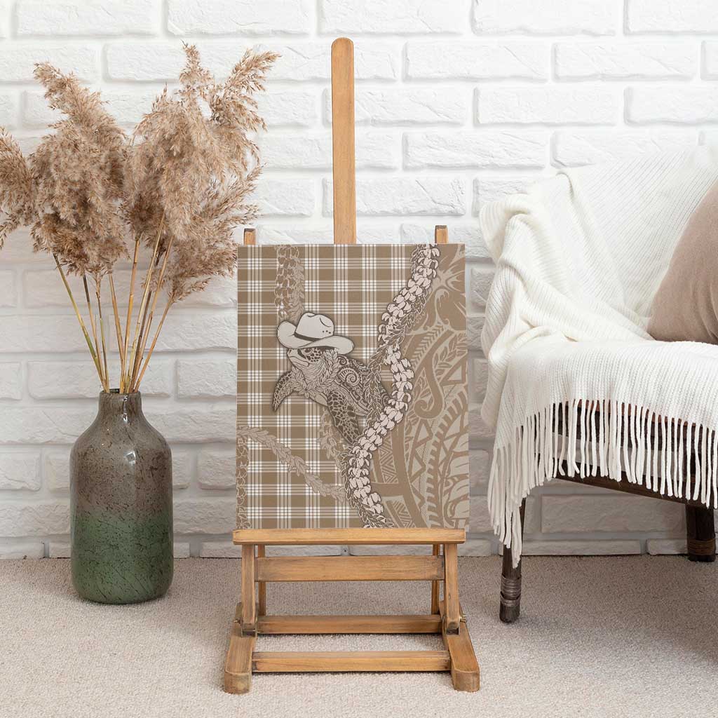 Beige Hawaii Palaka Cowboy Turtle Canvas Wall Art Hawaiian Paniolo Puakenikeni Maile Lei DT05 - Polynesian Pride