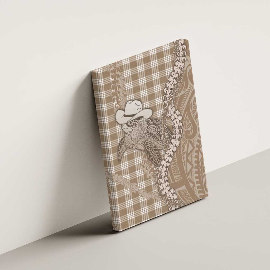Beige Hawaii Palaka Cowboy Turtle Canvas Wall Art Hawaiian Paniolo Puakenikeni Maile Lei DT05 - Polynesian Pride