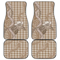 Beige Hawaii Palaka Cowboy Turtle Car Mats Hawaiian Paniolo Puakenikeni Maile Lei DT05 - Polynesian Pride