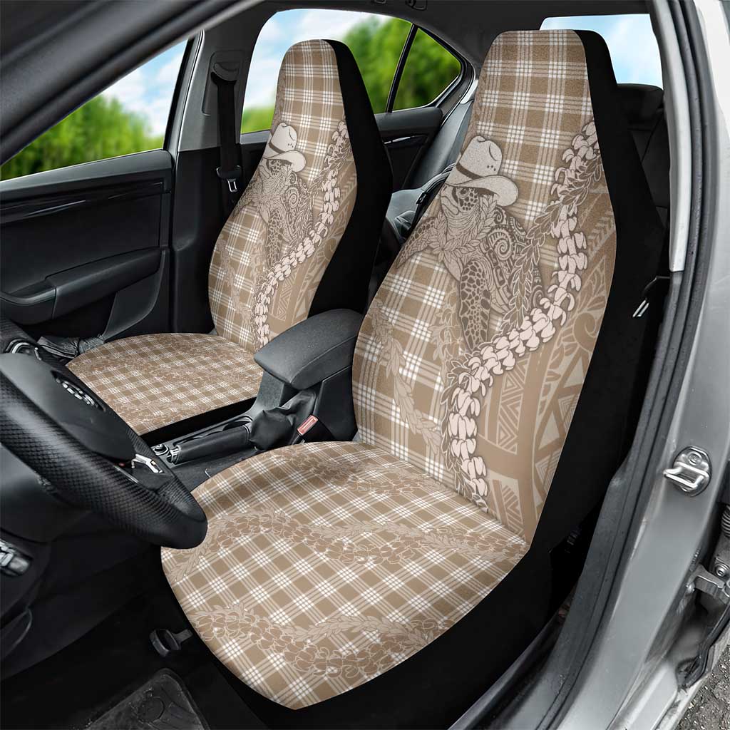 Beige Hawaii Palaka Cowboy Turtle Car Seat Cover Hawaiian Paniolo Puakenikeni Maile Lei DT05 - Polynesian Pride