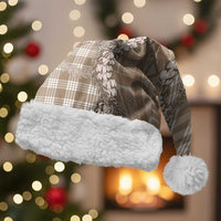 Beige Hawaii Palaka Cowboy Turtle Christmas Santa Hat Hawaiian Paniolo Puakenikeni Maile Lei DT05 With Fur Beige - Polynesian Pride