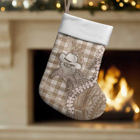 Beige Hawaii Palaka Cowboy Turtle Christmas Stocking Hawaiian Paniolo Puakenikeni Maile Lei DT05 Set of 2 Beige - Polynesian Pride