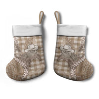Beige Hawaii Palaka Cowboy Turtle Christmas Stocking Hawaiian Paniolo Puakenikeni Maile Lei DT05 - Polynesian Pride