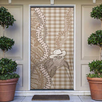 Beige Hawaii Palaka Cowboy Turtle Door Cover Hawaiian Paniolo Puakenikeni Maile Lei DT05 Beige - Polynesian Pride