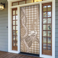Beige Hawaii Palaka Cowboy Turtle Door Cover Hawaiian Paniolo Puakenikeni Maile Lei DT05 - Polynesian Pride