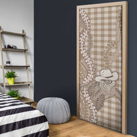 Beige Hawaii Palaka Cowboy Turtle Door Cover Hawaiian Paniolo Puakenikeni Maile Lei DT05 - Polynesian Pride